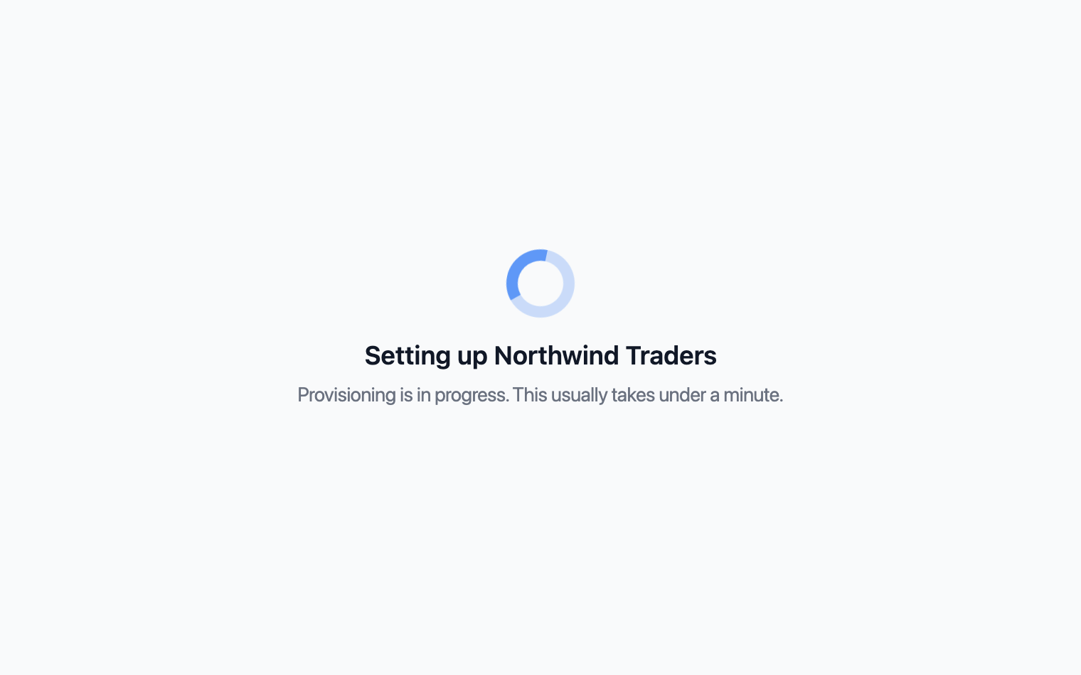 Provisioning waiting room — Setting up Northwind Traders