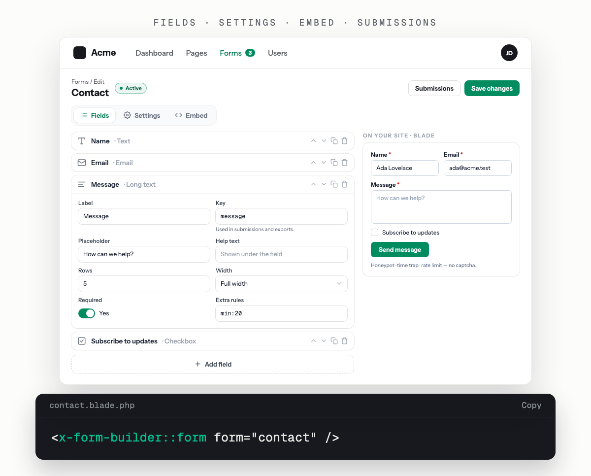 Filament Form Builder screenshot