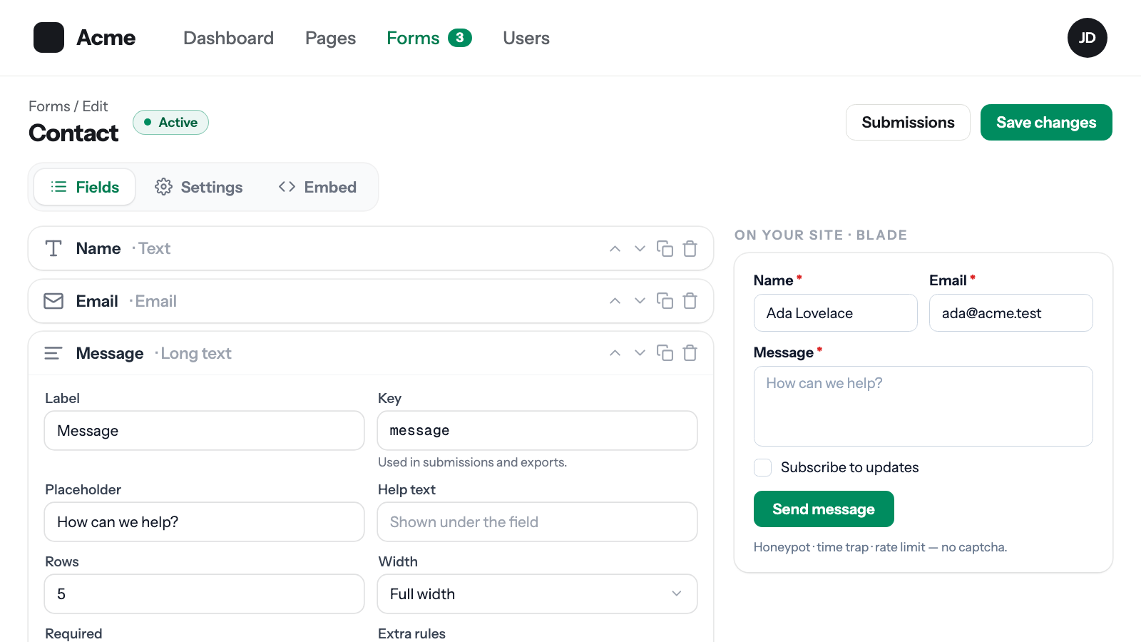 Filament Form Builder screenshot